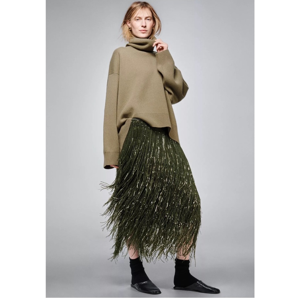 Zara ZW COLLECTION LIMITED EDITION FRINGED SEQUIN SKIRT - Picture 10 of 11